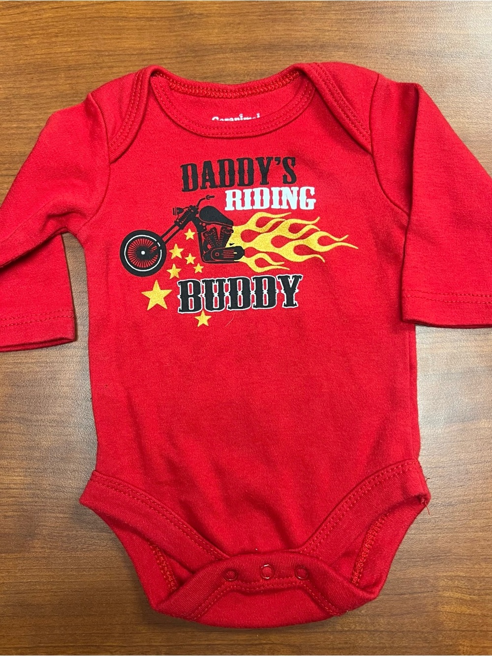 Garanimals Red Long-Sleeve 'Daddy's Riding Buddy' Motorcycle Bodysuit